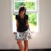 CLEARANCE SALE - Twirl and Flirt Skirt. one of a kind. beige and black damask print. above knee length. Size Small.