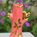22 Karat Gold Warranted Tree Vase, Pink with Gold Squirrels