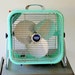 Black Friday Sale 1950's Aqua Country Aire Metal Box Fan with 2 Speeds and Tilting Feature