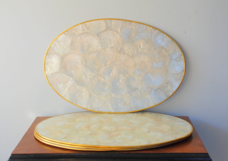 Vintage White Capiz Shell Placemats Set of 4