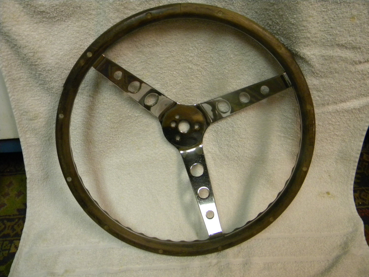 vintage wooden auto car RAT HOT ROD steering wheel