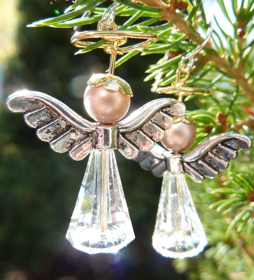Christmas Angel Earrings with Swarovski Crystal