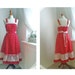 Vintage Alice / adorable 70s red&white dress / floral / multiple wearable/ summer cotton/ M / Germany