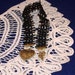REDUCED PRICE - Booklovers Bookmark - Black Open Weave Trim with Brass Charms - 3D Cupid & Chunky Heart