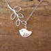 Bird and Branch Lariat Necklace -- Silver Necklace -- Lariat Necklace -- Branch with Bird -- Sparrow -- Gift