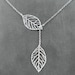 Autumn Leaves -- Leaf Lariat Necklace -- Silver Necklace -- Leaf Necklace