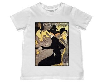 Lautrec's Le Divan Japonais illustration TShirt - color choice, personalization available - youth sizes 2t-4T xs, s, m, l, xl