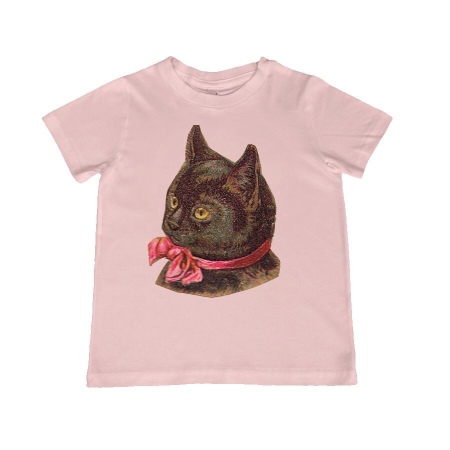 Vintage Cat illustration on kids TShirt tshirt color