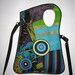 2in1 MEDIUM BAG Body Bag sling tote Haversack travel purse mixed fabrics in Black-Turquoise-Purple with Circles