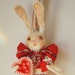My bunny Valentine ornament spun cotton vintage craft OOAK