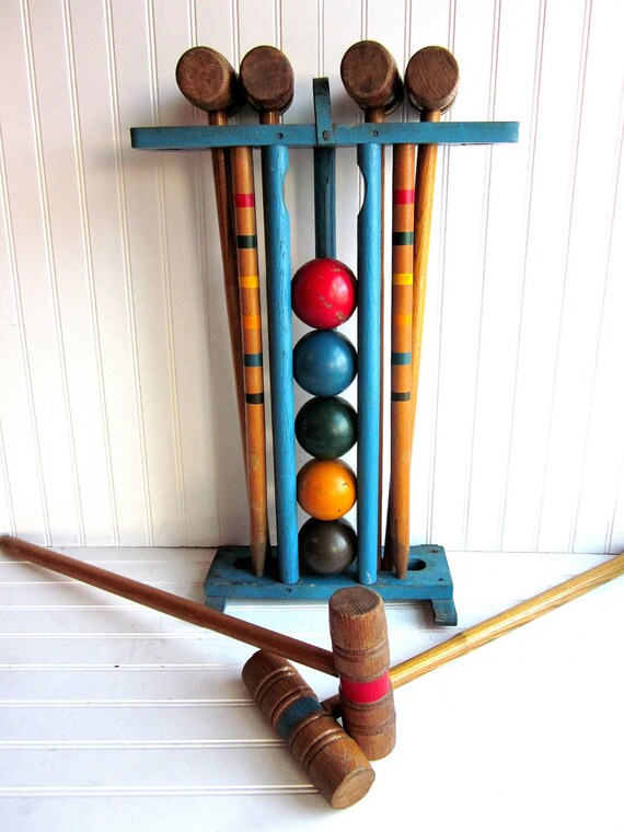 Vintage Croquet Set Rademaker 1950s Croquet Set Lawn Game