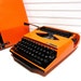 RESERVED for Ingela F. Hyatt -- Vintage Typewriter Orange Smith Corona Super G Manual Typewriter Ghia Design