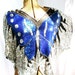 Flutter & Sparkle BUTTERFLY Sequin Beaded SILK Blouse Black Silver Blue sz M