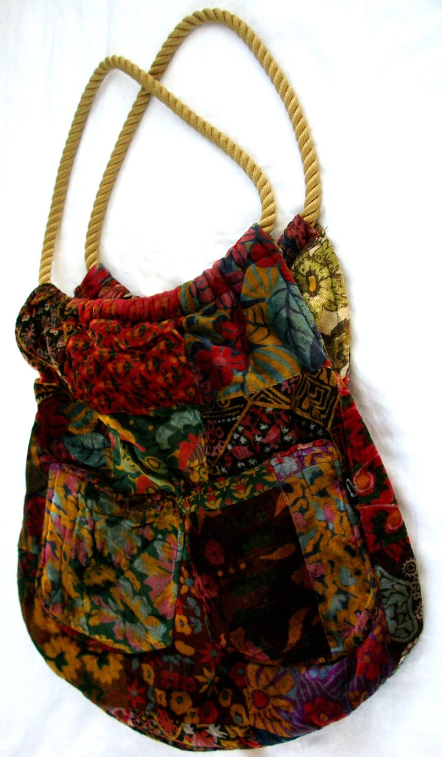 GYPSY Velvet texture Hobo Sling HIPPIE CHIC Purse Old Drapes