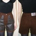 Brown Leather High-Waisted Shorts Size Small