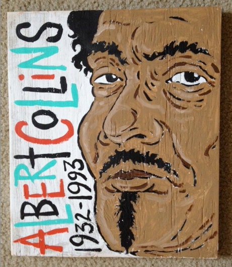 11x13 blues music folk art painting of Albert