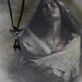 Silver Eagle Pendant Necklace With Leather Lace and Glass Beads Hand Made - Native American
