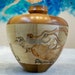 Hand turned and painted wood ginger jar, Chinese year of the dragon.