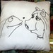 Hand-drawn, hand-made cotton Kermit and Miss Piggy love cushion
