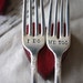 I Do, Me Too Fork Set - 1847 Rogers Bros - First Love Design - Hand Stamped with Wedding Date on Handle - First Love Collection 2012