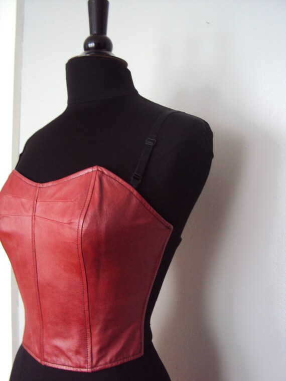 Vintage red leather bustier top