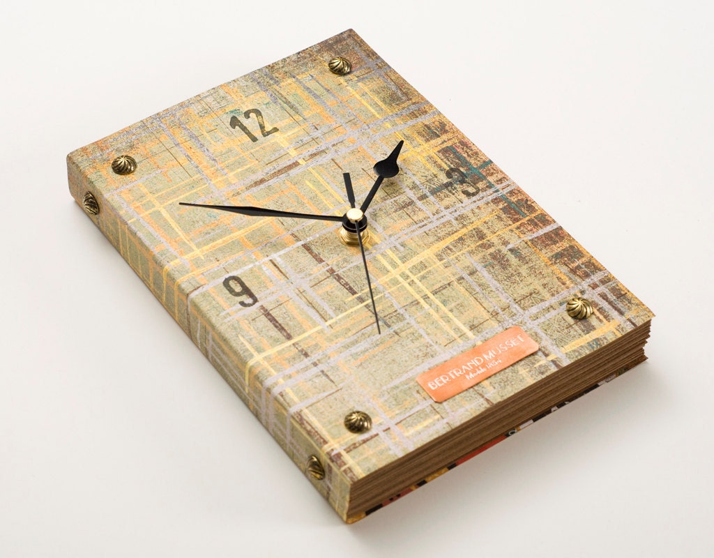 Book Wall Clock Abstract Lines copper and beauty nails