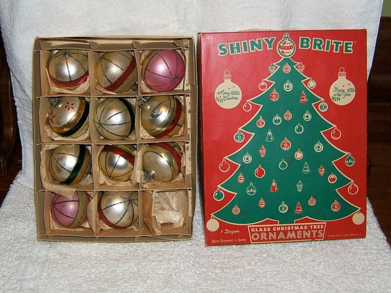 Vintage 1950s Shiny Brite Glass Christmas Tree Ornaments