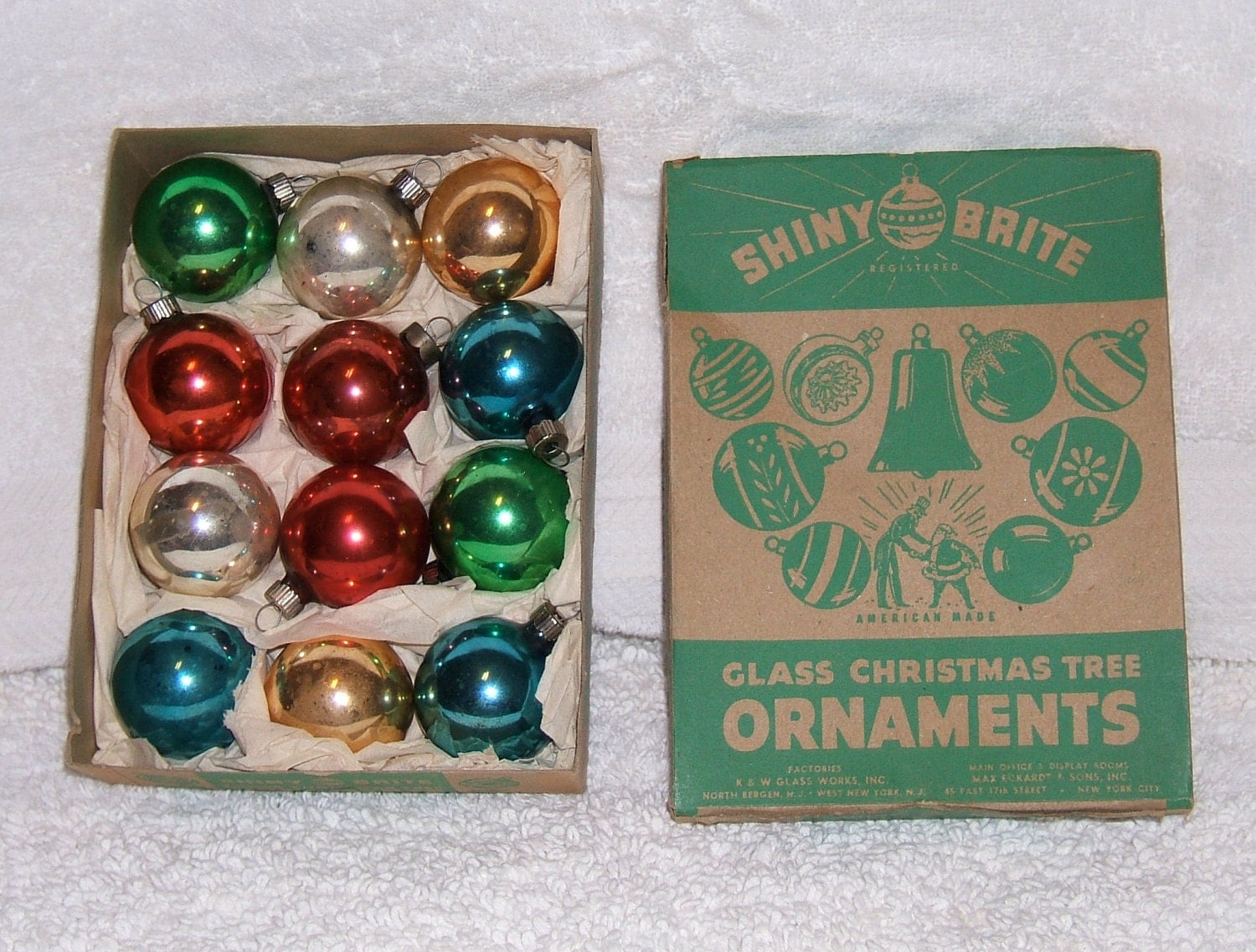 Vintage 1950s Shiny Brite Glass Christmas Tree Ornaments 