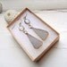 24K Gold Vermeil Bezel set Grey Moonstone And long triangle Drusy / Duzy Quartz Earrings