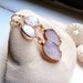 24K Gold Vermeil Bezel set Natural Blue Chalcedony, and soft Pinky-brown Drusy / Druzy Quartz Earrings