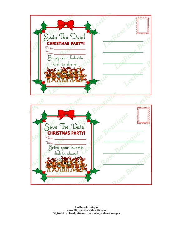 Items similar to Christmas Post Cards. Christmas Party Save The Date ...