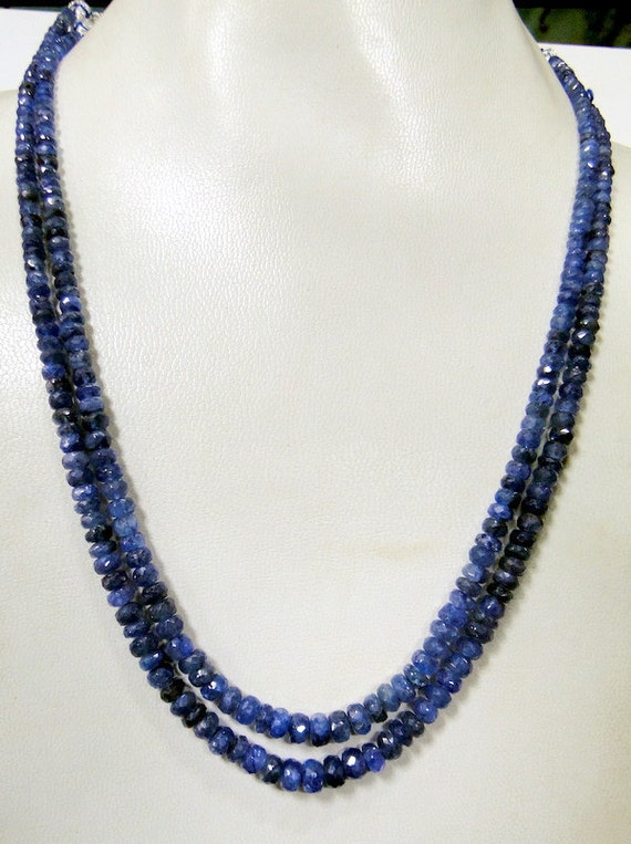 Blue sapphire gemstones strands necklace Beads 175 by TRIBALEXPORT