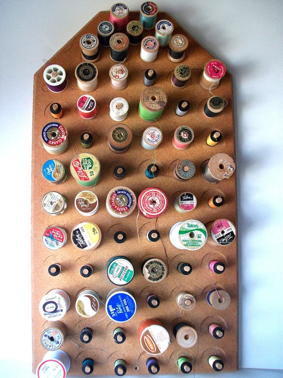 Vintage Thread Holder Caddy Holds 69 Spools for Sewing