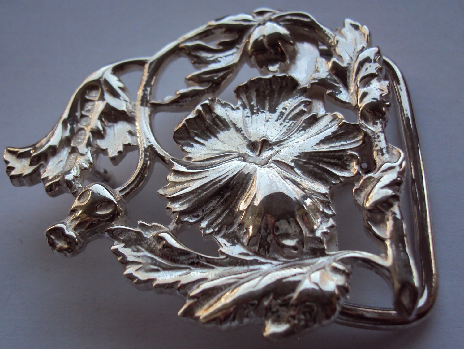Solid Sterling Silver Poppy Flower Belt Buckle by RedDoorMarket