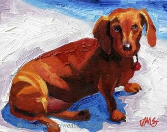 Items similar to Dachshund Dog Art 11x14 print by Dottie Dracos, Black ...