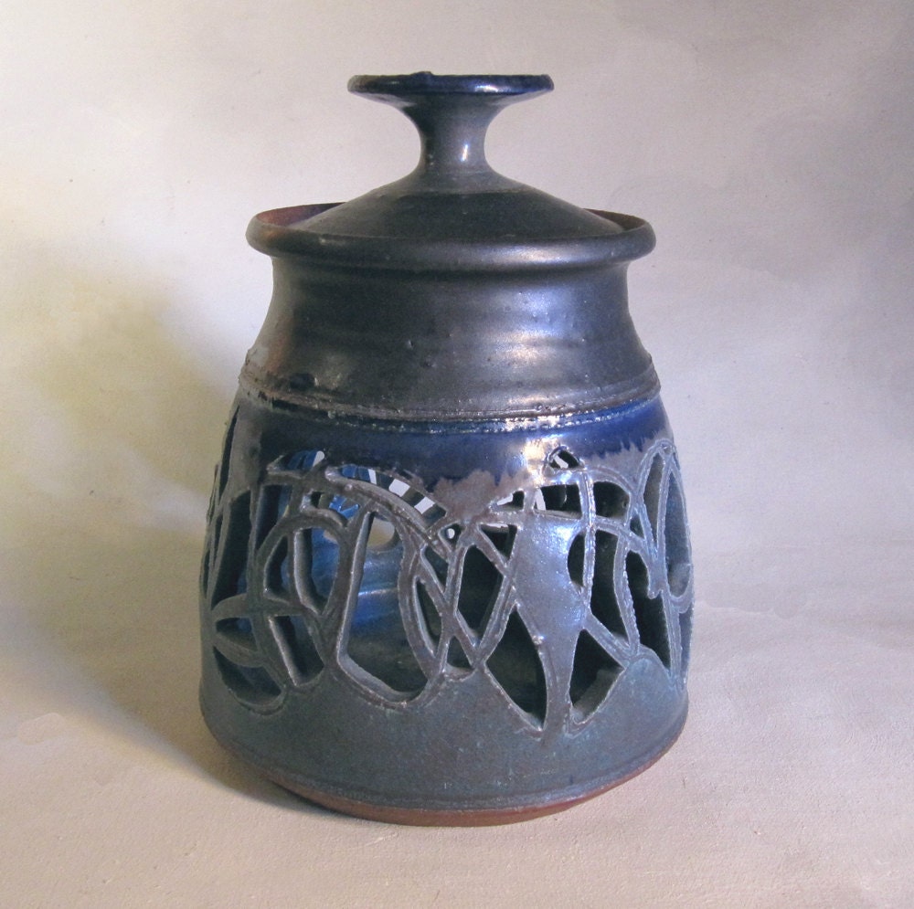 Vintage Studio Pottery Candle Holder Chopmark Dated by thriftsift