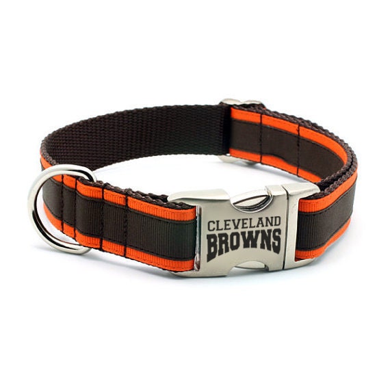 Cleveland Browns Dog Collar with Laser Etched Aluminum buckle