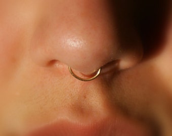 Fake Septum Ring, Nose Cuff (gold) - No Piercing Required, 20 gauge, faux nose ring, fake nose ring, unique gift, plain, simple septum cuff