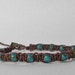 Beaded hemp bracelet, knotted hemp bracelet, unisex wrap bracelet, Aqua White Heart, urban survivor bracelet, boho chic glam (HB152)