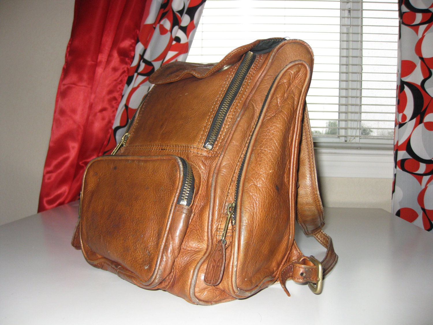 Vintage Brown Leather FRYE Backpack Bag by stonerosevintage