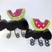 Pair of wood Ants with Watermelons Summer decor Picnic Red Green Black
