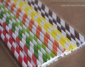 VeGGiE TaLes INSPiReD Paper Straws--Red,orange,yellow, lime green, kelly green and brown stripes- -25ct with Free Printable diy Flags Il_170x135