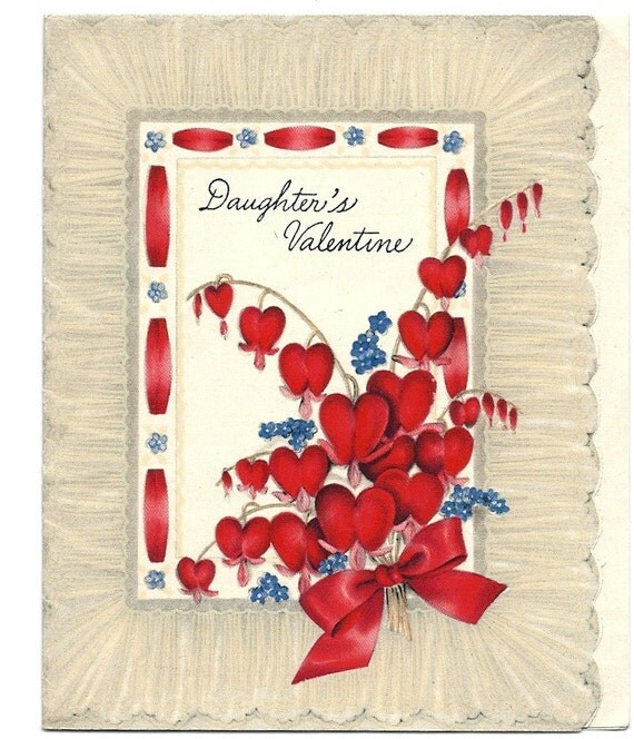 Vintage Valentine's Day Card Daughter's Red Ribbon