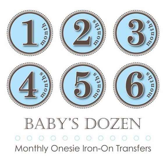 Printable Iron On Monthly Onesies | monthly onesie iron on transfers for baby boy blue by Printable Iron On Monthly Onesies | monthly onesie iron on transfers for baby boy blue by