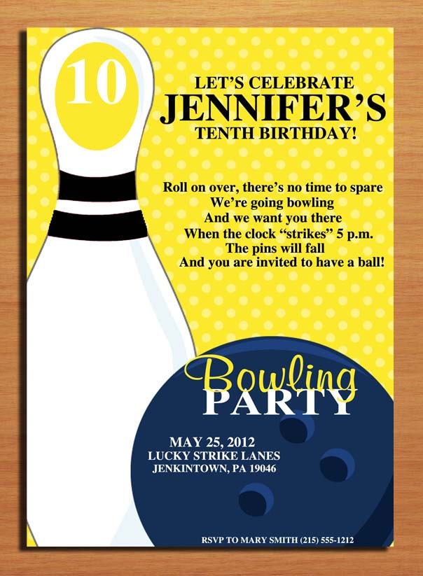 Bowling Alley Birthday Party Invitations 8