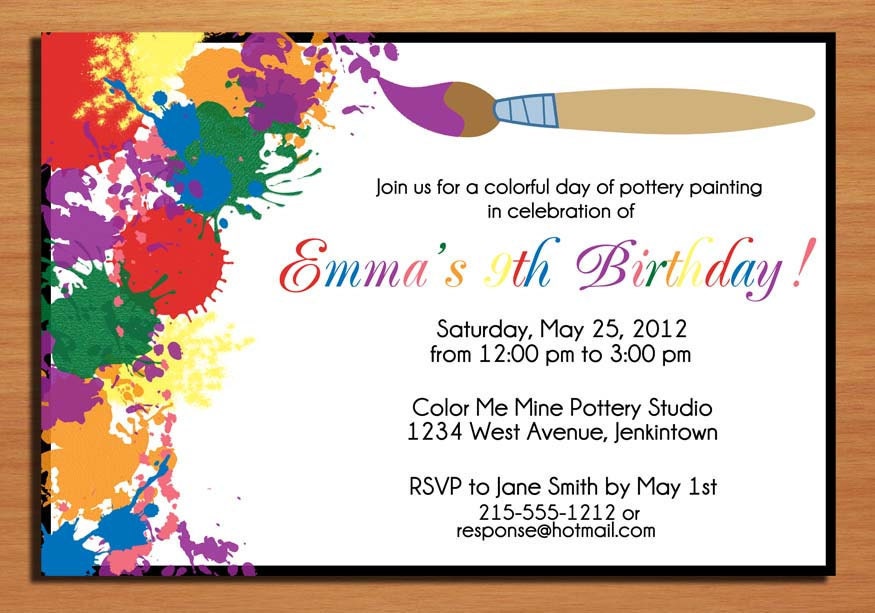 Painting / Artist Customized Printable Birthday Party