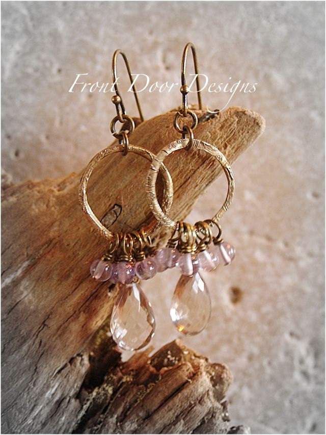 Ametrine amethyst and bronze earrings