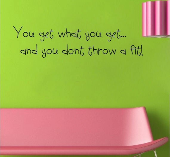 You get what you get and you dont throw a fit Vinyl Wall Art