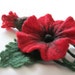 Red Flower Hand Felt Necklace with a Flower brooch, eco friendly