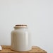RESERVEC french vintage crock with cork lid, ironstone with milk white glaze